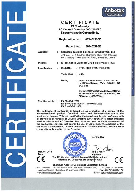 China Shenzhen HRD SCI&amp;TECH CO.,Ltd certification